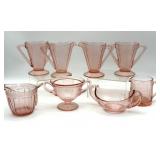 Vintage Pink Glass Creamers and Sugars- one
