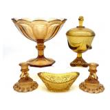 Amber Glass Compotes, Westmoreland Amber Glass