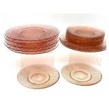 Vintage Pink Glass Plates 8' and Smaller