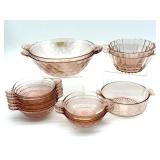 Vintage Pink Glass Handled Bowls 10' x 3'
