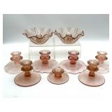 Pink Glass Candle Holders 3.25' Tall and Smaller