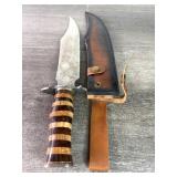 Damascus Knife & Scabbard, 15ï¿½, Leather