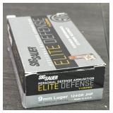 (50) Rnds 9mm 124 Gr FMJ, Sig Sauer