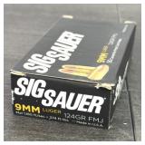 (50) Rnds 9mm 124 Gr FMJ, Sig Sauer