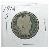 1912-S Barber Half Dollar