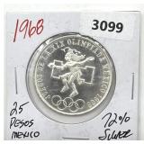 1968 Mexico Olympic Silver 25 Pesos