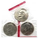 (3) 1974 Eisenhower Dollars