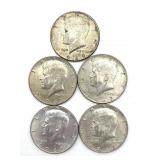 (5) 1967 Kennedy Half Dollars