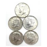 (5) 1967 Kennedy Half Dollars