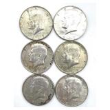 (6) 1967 Kennedy Half Dollars
