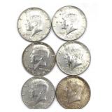(6) 1968 Kennedy Half Dollars