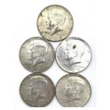 (5) 1967 Kennedy Half Dollars