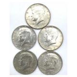 (5) 1967 Kennedy Half Dollars