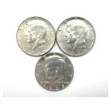 (3) 1966 Kennedy Half Dollars