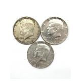 (3) 1966 Kennedy Half Dollars