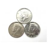 (3) 1966 Kennedy Half Dollars
