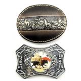 (2) Belt Buckles : Bull Fighter and Horses