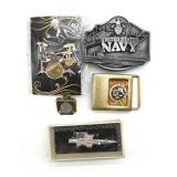 US Navy Belt Buckle and Pin, FFA Hard Rock Cafe