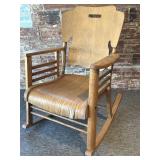 Antique Wood Curved Seat Rocking Chair- seat