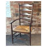 Vintage Wood Chair with Woven Seat