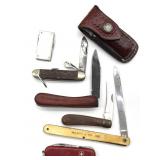 Vintage Pocket Knives and Leather Holster with
