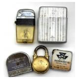 Vintage Lighter, Cigarette Box, Advertising Tape