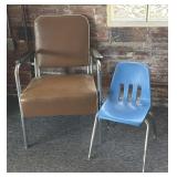 Vintage Metal and Upholstered Chair and