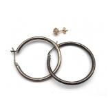 925' Marked Hoop Earrings and 14K' Marked