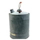 Vintage Galvanized Metal Five Gallon Can 14.5'