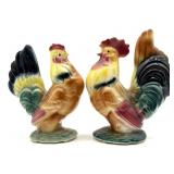 Vintage Rooster and Hen Ceramic Figures 8' Tall