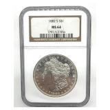 1882-S Morgan Dollar, NGC Graded MS64