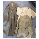 WWII Army Wool Overcoat and (3) Shirts- coat