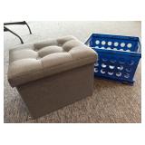 Upholstered Storage Box and Plastic Crate-