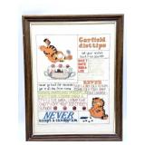 Vintage Garfield Cross Stitch in Frame 14' x
