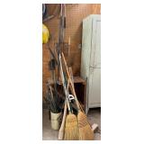 Brooms, Plant Stakes, Pruners & Storage Bench