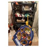Shelf  9"x11"x 48" & Contents, Wiffle Balls & Bats