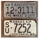 1948 and 1961 Kansas License Plates