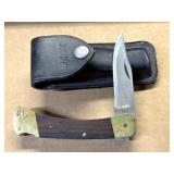 Buck 110 Knife with Leather Case- blade is