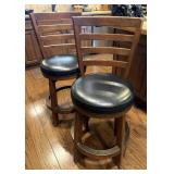(2) Oak Counter Chairs, 26" Seat Height
