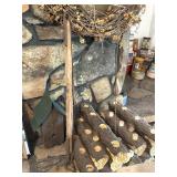 Ceramic Logs 20" w/ Candles, Evener, Wreath,