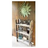 Wood Shelf, Decor, and Metal Sun Wall Decor
