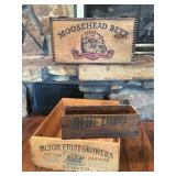 Moosehead Beer Crate, Blue Label Wood Cheese Box,