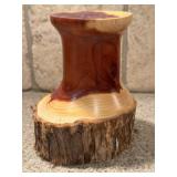 Handmade Wood Candleholder by Larry Pacey 5.5"