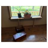 Plant Shelf 45", (2) planters & (2) Wooden Boses