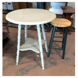 Wooden Table 23"x29" & Stool 24"