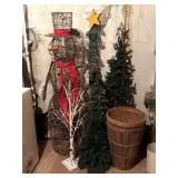 Christmas Trees, Snowman Decor, and Baskets -