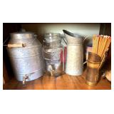 Metal Decor, Glass Jug Dispenser, Match Holder