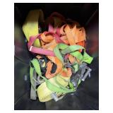 Ratchet Straps in Plastic Tote and Warning