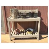 Plastic Potting Bench, Planters, and Gas Can-