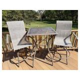 Bar Height Patio Table 27x27x38 & (2) Chairs